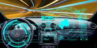 蓝色青色科技感智能汽车跑车赛车高速互联展板背景汽车背景